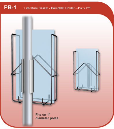 Literature and brochure holder for 1 inch diameter pole