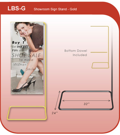 Showroom Banner Display Stand - Gold
