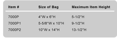 Bag Item Numbers