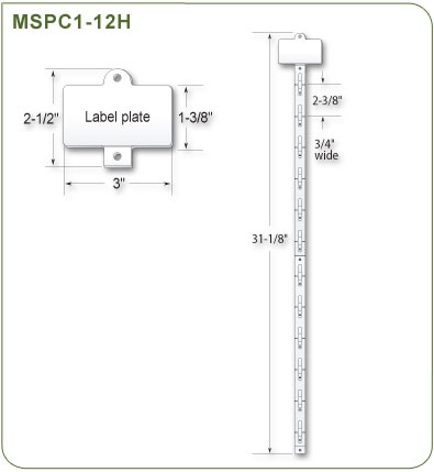 Impulse Clip Merchandiser Strip in Zinc with 12 Station 32 Inch Long