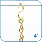7044BP - Metal Chain, Brass Plated - 4' Length, 16 Ga. Galvanized Steel